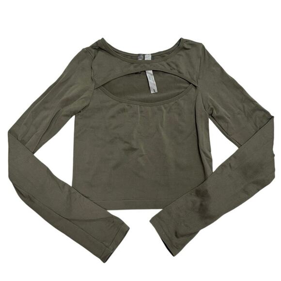 ANWND Tops - ANWND Olive Long Sleeve Cut Out Stretch Top 🫒 Soft Sexy Crop Top • Size S/M